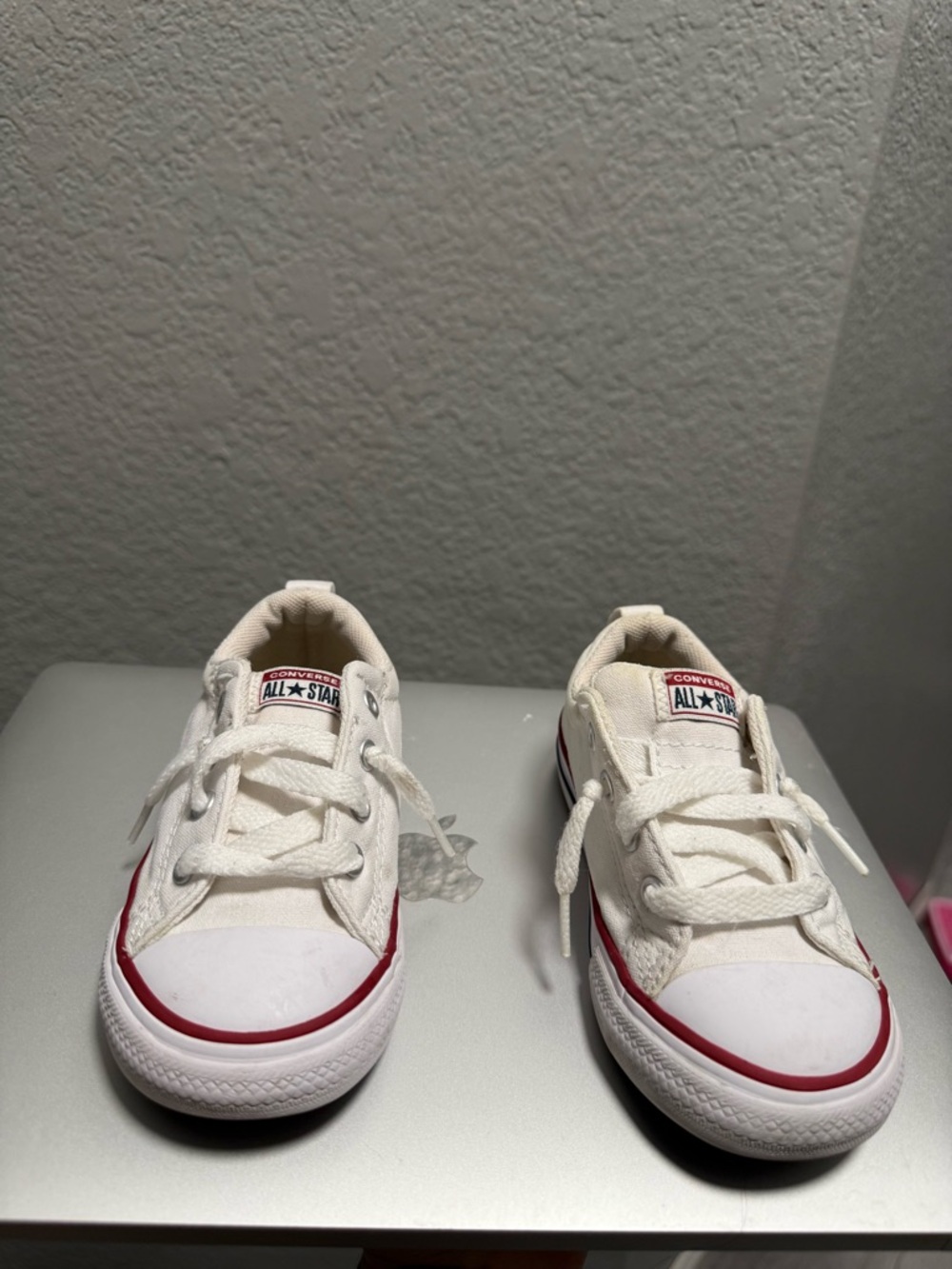 Converse Kids White and Red Low-Top Sneakers